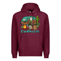 Burgundy camping life caravan and gnome Premium Hoodie - BarkalooDesign