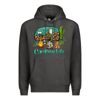 Charcoal Heather camping life caravan and gnome Premium Hoodie - BarkalooDesign