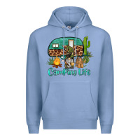 Colony Blue camping life caravan and gnome Premium Hoodie - BarkalooDesign