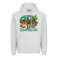 Dove Grey camping life caravan and gnome Premium Hoodie - BarkalooDesign