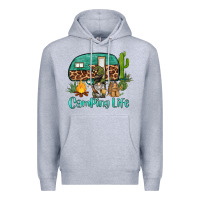Heather Grey camping life caravan and gnome Premium Hoodie - BarkalooDesign