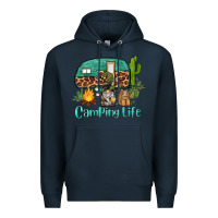 Navy camping life caravan and gnome Premium Hoodie - BarkalooDesign