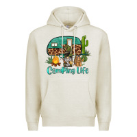 Oatmeal Heather camping life caravan and gnome Premium Hoodie - BarkalooDesign