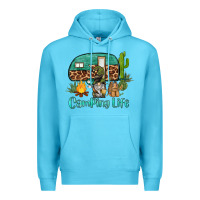 Ocean Blue camping life caravan and gnome Premium Hoodie - BarkalooDesign