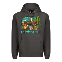 Smoke camping life caravan and gnome Premium Hoodie - BarkalooDesign