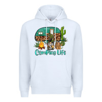 White camping life caravan and gnome Premium Hoodie - BarkalooDesign