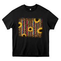 Black sunflowers serape leopard Heavy Core Tee - RanaPortraitStore