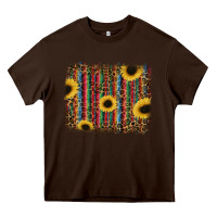Chocolate Brown sunflowers serape leopard Heavy Core Tee - RanaPortraitStore