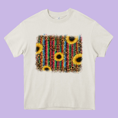 Sunflowers Serape Leopard Heavy Core Tee Designed By Ranaportraitstore