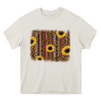 Cream sunflowers serape leopard Heavy Core Tee - RanaPortraitStore