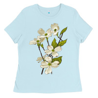 Baby Blue American Dogwood Flower Illustrations Ladies Tee - LillyAllenDesigns