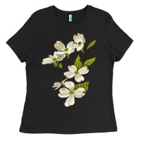 Black American Dogwood Flower Illustrations Ladies Tee - LillyAllenDesigns