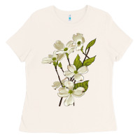 Bone American Dogwood Flower Illustrations Ladies Tee - LillyAllenDesigns