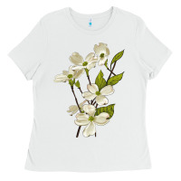 White American Dogwood Flower Illustrations Ladies Tee - LillyAllenDesigns