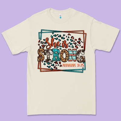 She Is Strong Proverbs 31:25 Premium Tee Designed By Lillyallendesigns