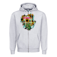 Heather Grey Durango State Of Mexico Map Zipper Hoodie - RanaPortraitStore