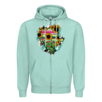 Seafoam Durango State Of Mexico Map Zipper Hoodie - RanaPortraitStore