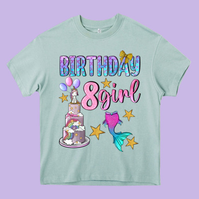 Birthday Girl 8 Heavy Core Tee Designed By Bundleandbundleshop
