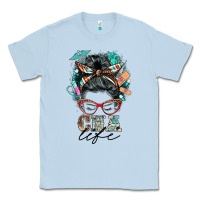 Dusty Blue nurse cna life messy bun Classic Tee - BarkalooDesign