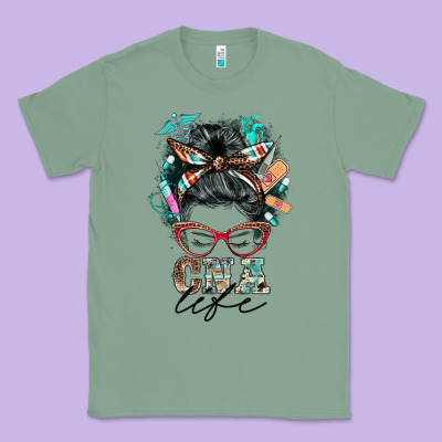 Nurse Cna Life Messy Bun Classic Tee Designed By Barkaloodesign