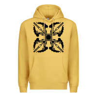 Antique Gold trippy psychedelic rave sacred geometry Premium Hoodie - DesigneFamous