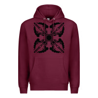 Burgundy trippy psychedelic rave sacred geometry Premium Hoodie - DesigneFamous