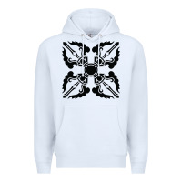 White trippy psychedelic rave sacred geometry Premium Hoodie - DesigneFamous