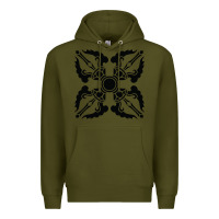 Army Green trippy psychedelic rave sacred geometry Premium Hoodie - DesigneFamous