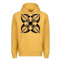 Mustard trippy psychedelic rave sacred geometry Premium Hoodie - DesigneFamous