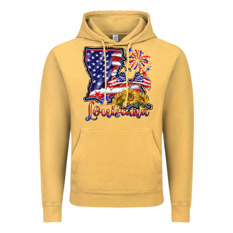 4th Of July  Louisiana Map Vintage Hoodie by BarkalooDesign | Teevron