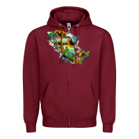 Burgundy Mexico Map Zipper Hoodie - RanaPortraitStore