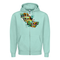 Seafoam Mexico Map Zipper Hoodie - RanaPortraitStore