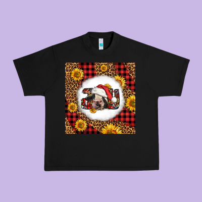 Joy Christmas Cow Urban Heavy Tee Designed By Lillyallendesigns