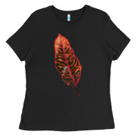 Black croton leaf Ladies Tee - LillyAllenDesigns