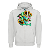 Dove Grey Aquarius Zodiac Sign Sunflower Leopard Serape Zipper Hoodie - RanaPortraitStore