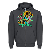 Smoke Aquarius Zodiac Sign Sunflower Leopard Serape Zipper Hoodie - RanaPortraitStore