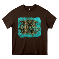 Chocolate Brown leopard turquoise Heavy Core Tee - RanaPortraitStore