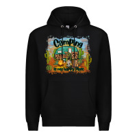 Black camping is my happy place Premium Hoodie - BarkalooDesign