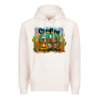 Pale Pink camping is my happy place Premium Hoodie - BarkalooDesign