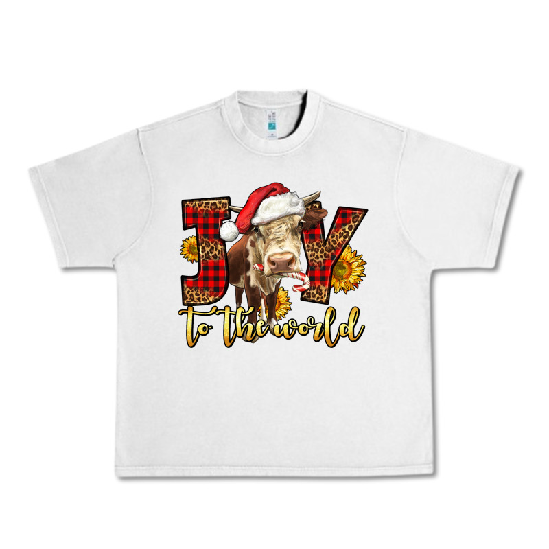 Joy To The World Christmas Cow Urban Heavy Tee by LillyAllenDesigns | Teevron