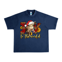 Navy joy to the world christmas cow Urban Heavy Tee - LillyAllenDesigns