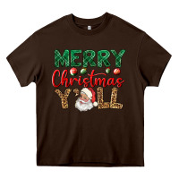 Chocolate Brown merry christmas y'all Heavy Core Tee - BundleAndBundleShop