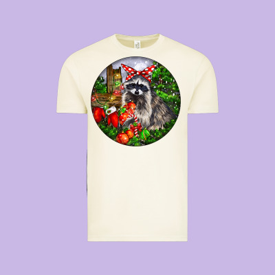 Christmas Raccoon Vintage Tee Designed By Lillyallendesigns