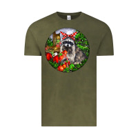 Vintage Olive Christmas Raccoon Vintage Tee - LillyAllenDesigns