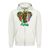 Oatmeal Heather Aries Zodiac Sign Sunflower Leopard Serape Zipper Hoodie - RanaPortraitStore