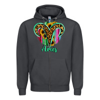 Smoke Aries Zodiac Sign Sunflower Leopard Serape Zipper Hoodie - RanaPortraitStore