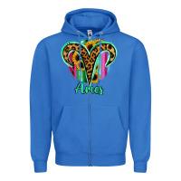 True Royal Aries Zodiac Sign Sunflower Leopard Serape Zipper Hoodie - RanaPortraitStore