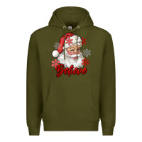 Army Green santa believe Premium Hoodie - RanaPortraitStore
