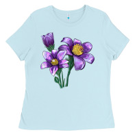 Baby Blue Pasque Flower Illustrations Ladies Tee - LillyAllenDesigns