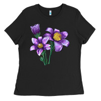 Black Pasque Flower Illustrations Ladies Tee - LillyAllenDesigns